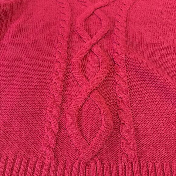 CHAPS Ralph Lauren Womens V-Neck Cotton Cable Knit Academia Sweater Fisherman - Picture 3 of 8